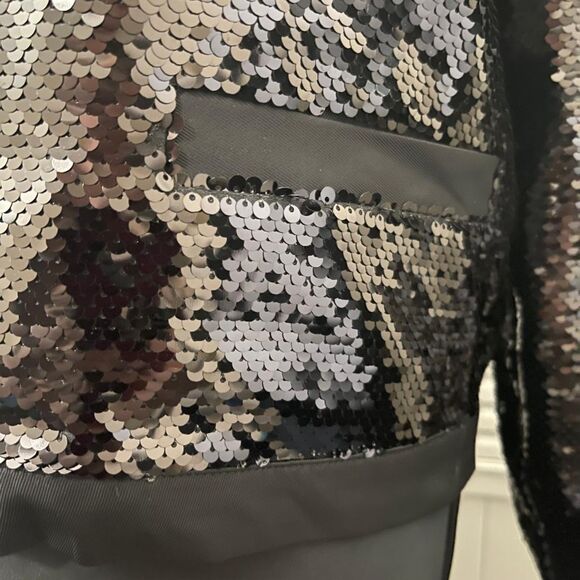 RYEGRASS Black Sequin Evening Jacket Puff Sleeve Shoulder Pads, NWT. Size XXL - Picture 5 of 11